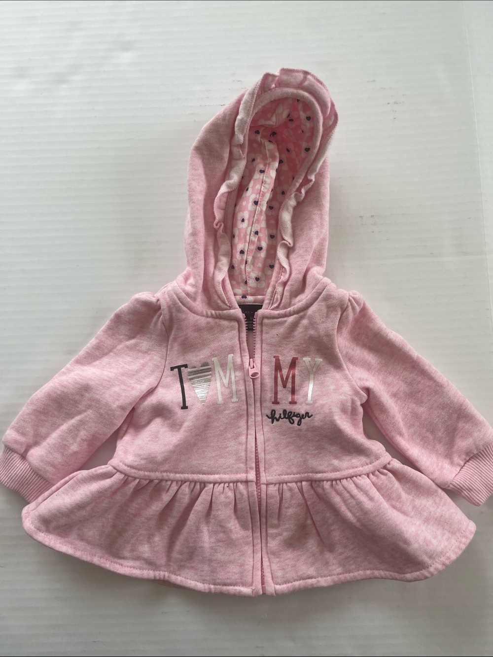 Tommy Hilfiger Pink Hooded Peplum Zip Sweatshirt